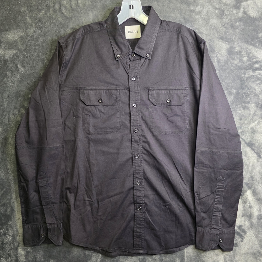 Batch Mens Long Sleeve Black Casual Button Down Shirt